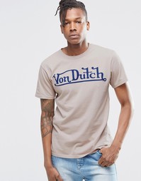 Футболка с крупным логотипом Von Dutch - Бежевый