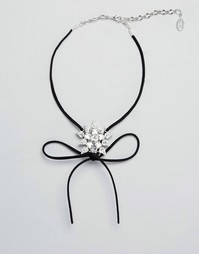 Замшевое ожерелье‑чокер с бантиком и звездой из кристаллов Swarovski о Krystal