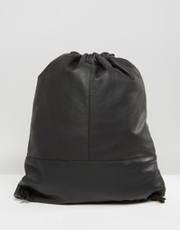 Кожаный рюкзак со шнуровкой ASOS - Черный