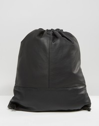 Кожаный рюкзак со шнуровкой ASOS - Черный
