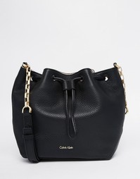 Кожаная сумка с завязкой Calvin Klein - Черный