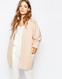 Бледно-розовая двусторонняя стеганая куртка-кимоно Maison Scotch