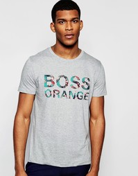 Серая футболка классического кроя с логотипом BOSS Orange - Серый