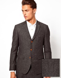 Приталенный пиджак из ткани в елочку ASOS - Серый