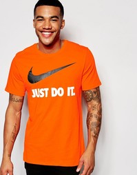 Оранжевая футболка с логотипом в виде галочки Nike JDI 707360-815