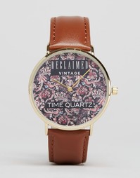 Часы с принтом пейсли и кожаным коричневым ремешком Reclaimed Vintage