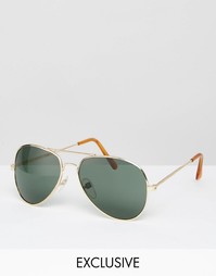 Солнцезащитные очки-авиаторы Reclaimed Vintage - Золотой