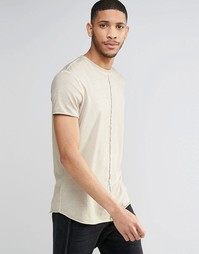 Длинная футболка с асимметричным краем и декоративным швом ASOS