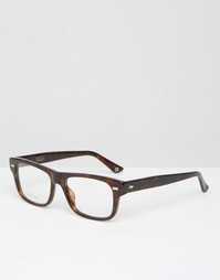 Квадратные очки в черепаховой оправе с прозрачными линзами Gucci