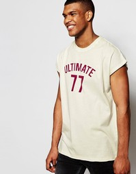 Oversize-футболка без рукавов с необработанным краем ASOS - Бежевый