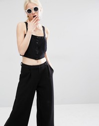 Укороченный топ на пуговицах Monki - Черный