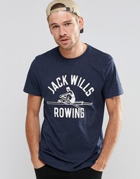 Темно-синяя футболка с принтом Jack Wills - Темно-синий