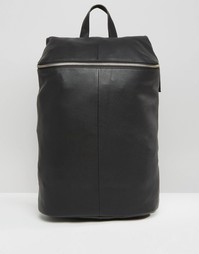 Кожаный рюкзак на молнии сверху ASOS - Черный