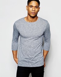 Облегающая футболка с рукавами 3/4 ASOS - Синий