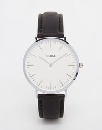 Серебристые часы с кожаным ремешком Cluse La Boheme CL18208