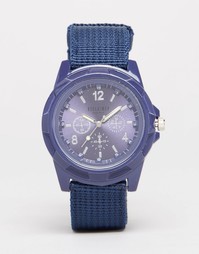 Темно-синие часы милитари с брезентовым ремешком Reclaimed Vintage