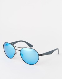 Зеркальные солнцезащитные очки в круглой оправе Ray-Ban - Синий