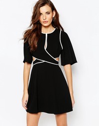 Платье с контрастной отделкой и вырезами BCBG MaxAzria Gracelynn