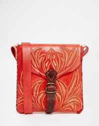 Красная кожаная сумка через плечо ручной работы Hiptipico - Красный