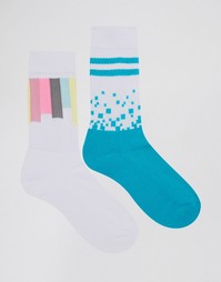 2 пары спортивных носков с геометрическим дизайном ASOS - Белый