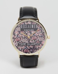 Часы с принтом пейсли и черным кожаным ремешком Reclaimed Vintage