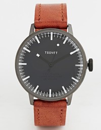 Часы с коричневым кожаным ремешком Tsovet - Рыжий