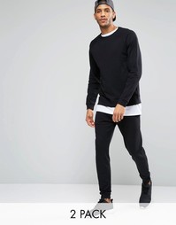Комплект из свитшота и зауженных джоггеров ASOS - СКИДКА 17% - Черный