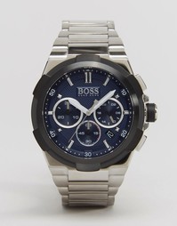 Часы из нержавеющей стали с синим циферблатом и хронографом Hugo Boss