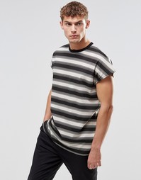 Полосатая oversize-футболка в стиле ретро без рукавов ASOS - Черный