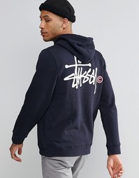 Худи с принтом на спине Stussy - Темно-синий