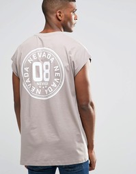 Oversize-футболка без рукавов с принтом спереди и сзади ASOS - Спутник