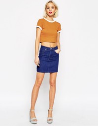 Синяя джинсовая юбка с пятью карманами ASOS - Классический синий