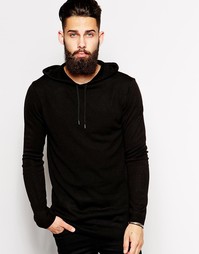 Длинное трикотажное худи ASOS - Черный