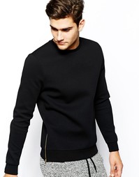 Свитшот из неопрена с молниями ASOS - Черный