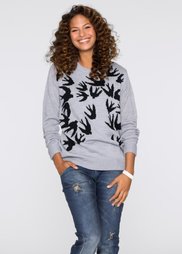 Вязаный пуловер (светло-серый меланж с узором п) Bonprix