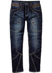 Джинсы Regular Fit Straight, длина (в дюймах) 34 (темно-синий «потертый») Bonprix