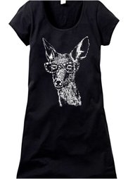 Ночная рубашка в стиле футболки (черный с принтом) Bonprix