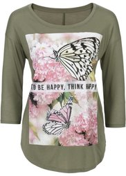 Футболка (светло-серый меланж с рисунком) Bonprix