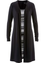 Трикотажное платье 2 в 1 (серо-коричневый/омаровый с рис) Bonprix