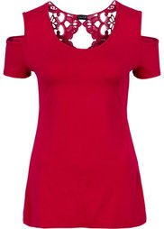 Футболка со вставкой из вязаного кружева (черный) Bonprix