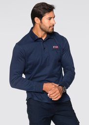 Футболка-поло Regular Fit с длинным рукавом (темно-синий) Bonprix