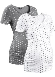 Мода для беременных: футболка с коротким рукавом (2 шт.) (белый в горошек/темно-синий в ) Bonprix