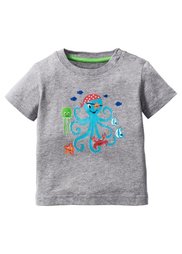 Мода для малышей: футболка + шорты + бандана (3 изд.) из биохлопка, Размеры  56/62-104/110 (светло-серый меланж/лазурный) Bonprix