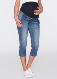 Мода для беременных: джинсы-стретч 3/4 (синий «потертый») Bonprix