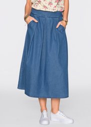 Джинсовая юбка-миди (синий) Bonprix