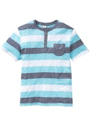 Футболка Regular Fit с вырезом на пуговицах (лососевый в полоску) Bonprix