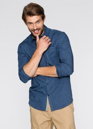 Рубашка Regular Fit с длинным рукавом (синий джинсовый/темно-синий в ) Bonprix