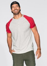 Футболка Regular Fit с вырезом на пуговицах (натуральный меланж) Bonprix