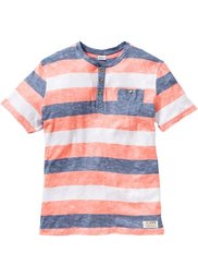 Футболка Regular Fit с вырезом на пуговицах (аква в полоску) Bonprix