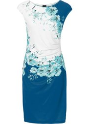 Платье со сборками (черный/коралловый с принтом) Bonprix